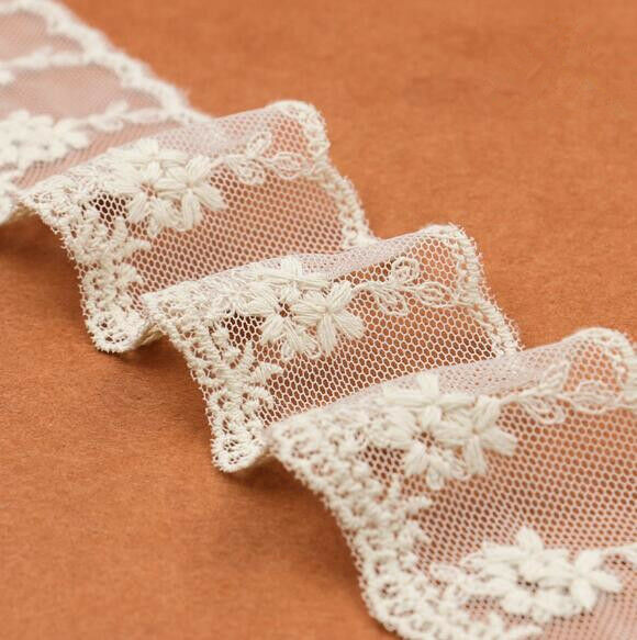 5 Yards embroidery flower Lace Ribbon Fit home decoration Trim Sewing 4.8cm