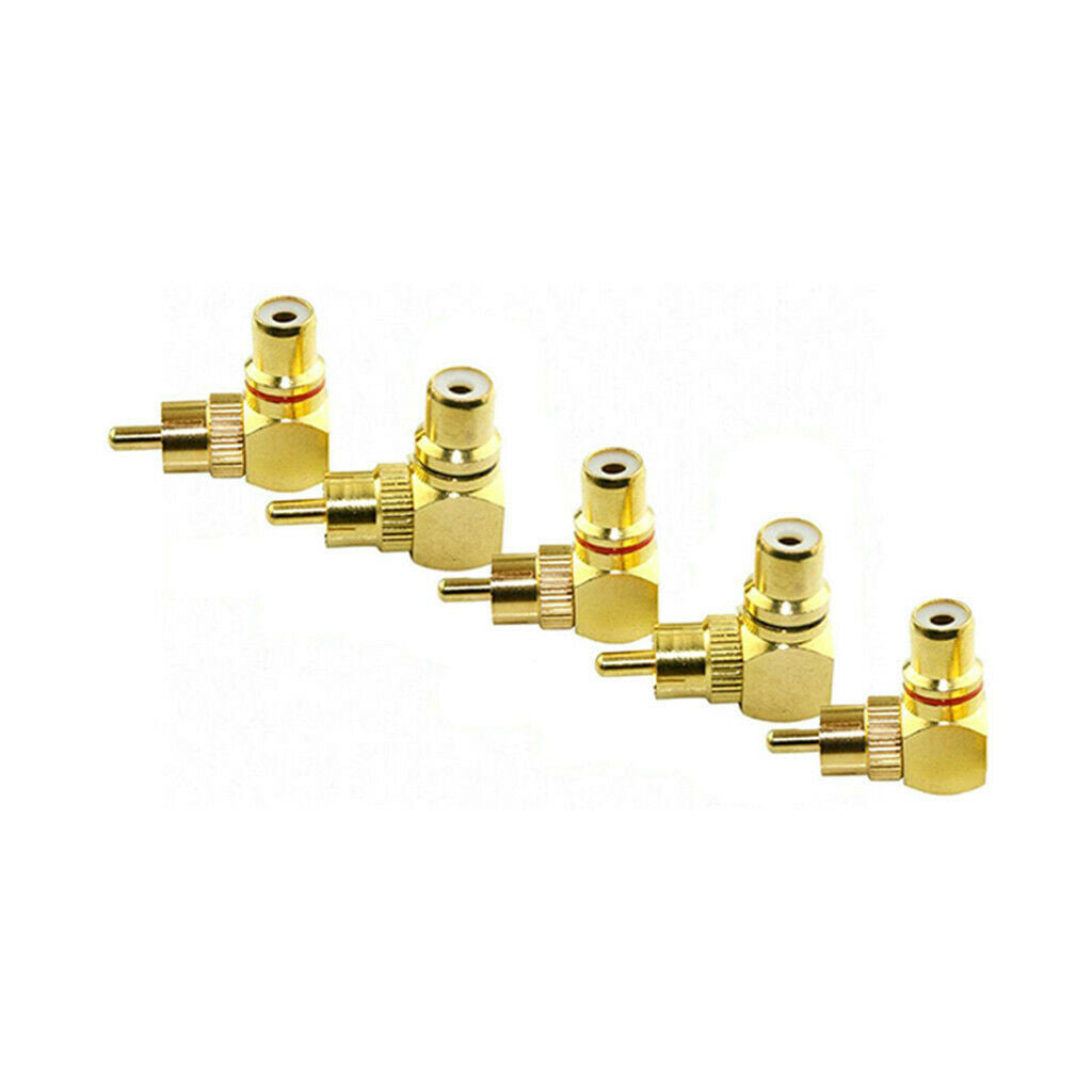 5x RCA Right Angle 90 Degree Adapter Audio/Video Cable Connectors