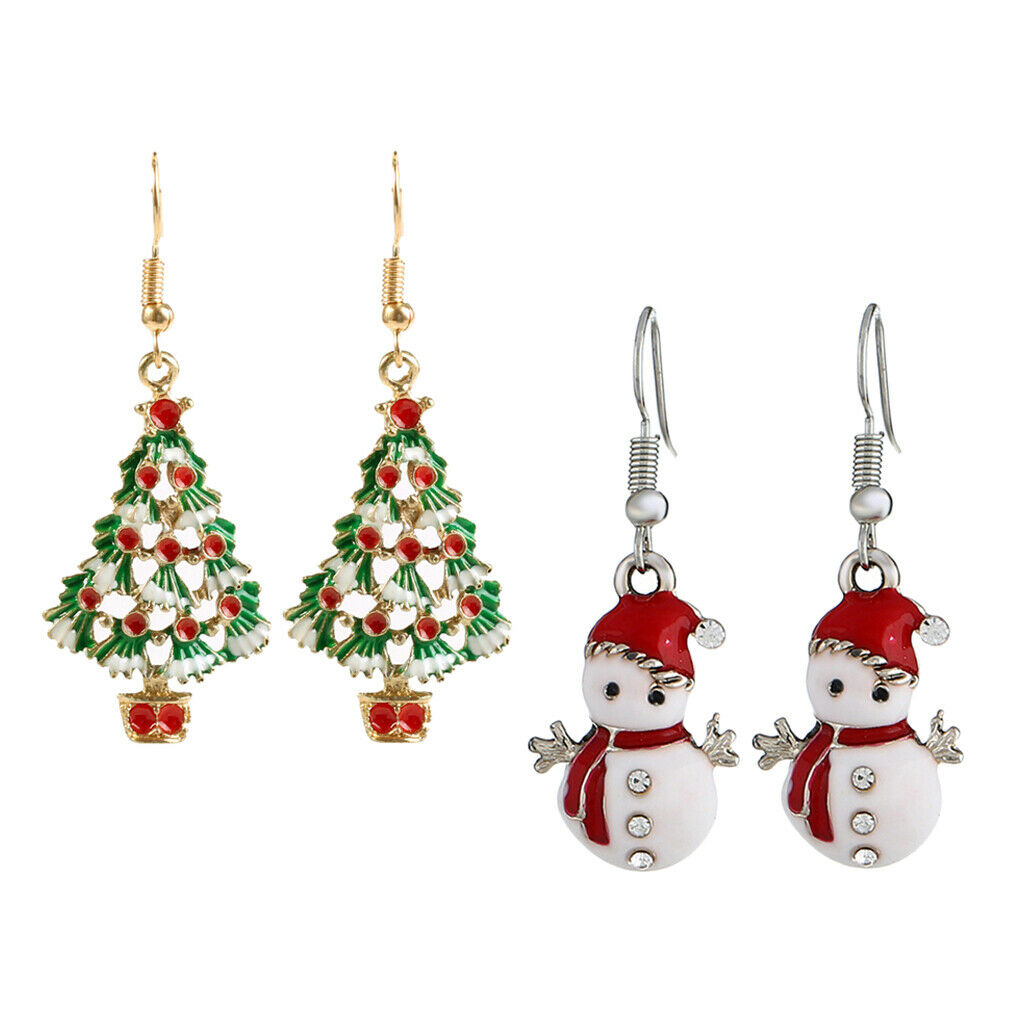 2 Pair Alloy Colorful Christmas Theme Fashion Hook Earrings Christmas Jewel