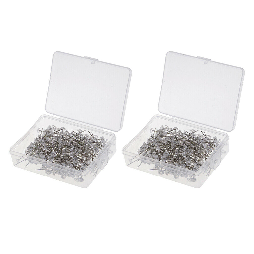 400pcs Clear Crystal Diamante Head Pin Wedding Bouquet Pins Buttonholes