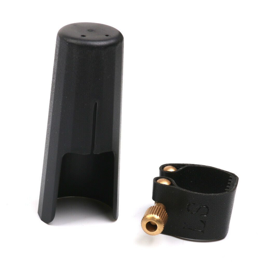 1-Set Plastic Soprano Saxophone Sax Mouthpiece Cover with PU Ligature