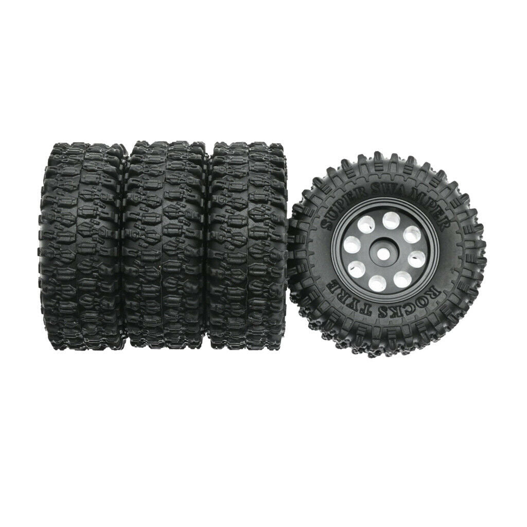 4pcs Tires & Wheel Rims for SCX24 AXI90081 Buggy Trucks DIY Accessory Black
