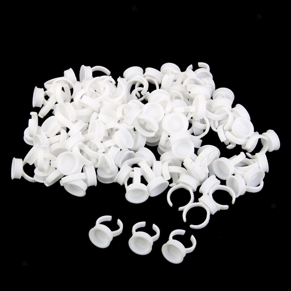 300 Pack Plastic Eyelash Extension Tattoo Permanent Makeup Ink Holder Rings