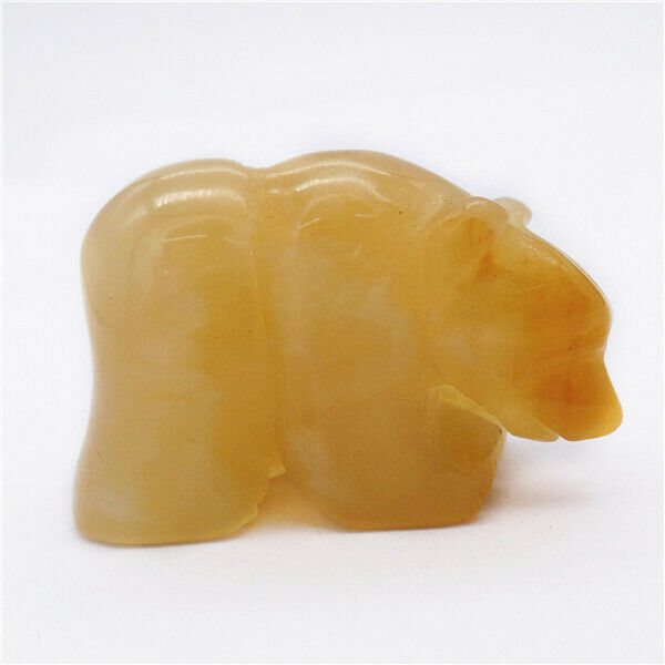 38x23x16mm Natural Yellow Jade Carved Bear Decoration Statue Home Decor HH7749