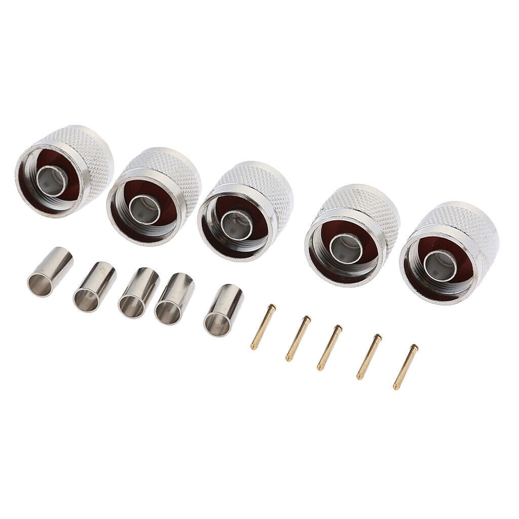 5Pieces BNC Male Plug Straight Crimp for RG58 RG142 Rf Adapter Connector