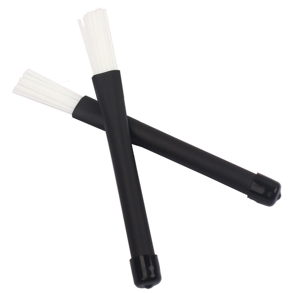 1 Pair White Nylon Drum Brush 32 cm Retractable Telescopic Handle