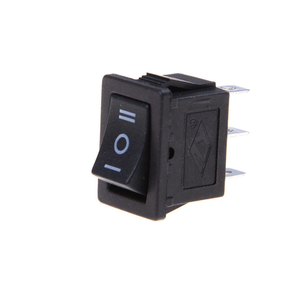 5Pcs SPDT On/Off/On Mini Black 3 Pin Rocker Switch AC 6A/250V 10A/125V JE   WF