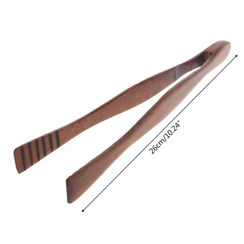 Natural Wooden Food Tongs Toast Bacon Steak Pastry Clamp Bread Clip Kitchen Tool