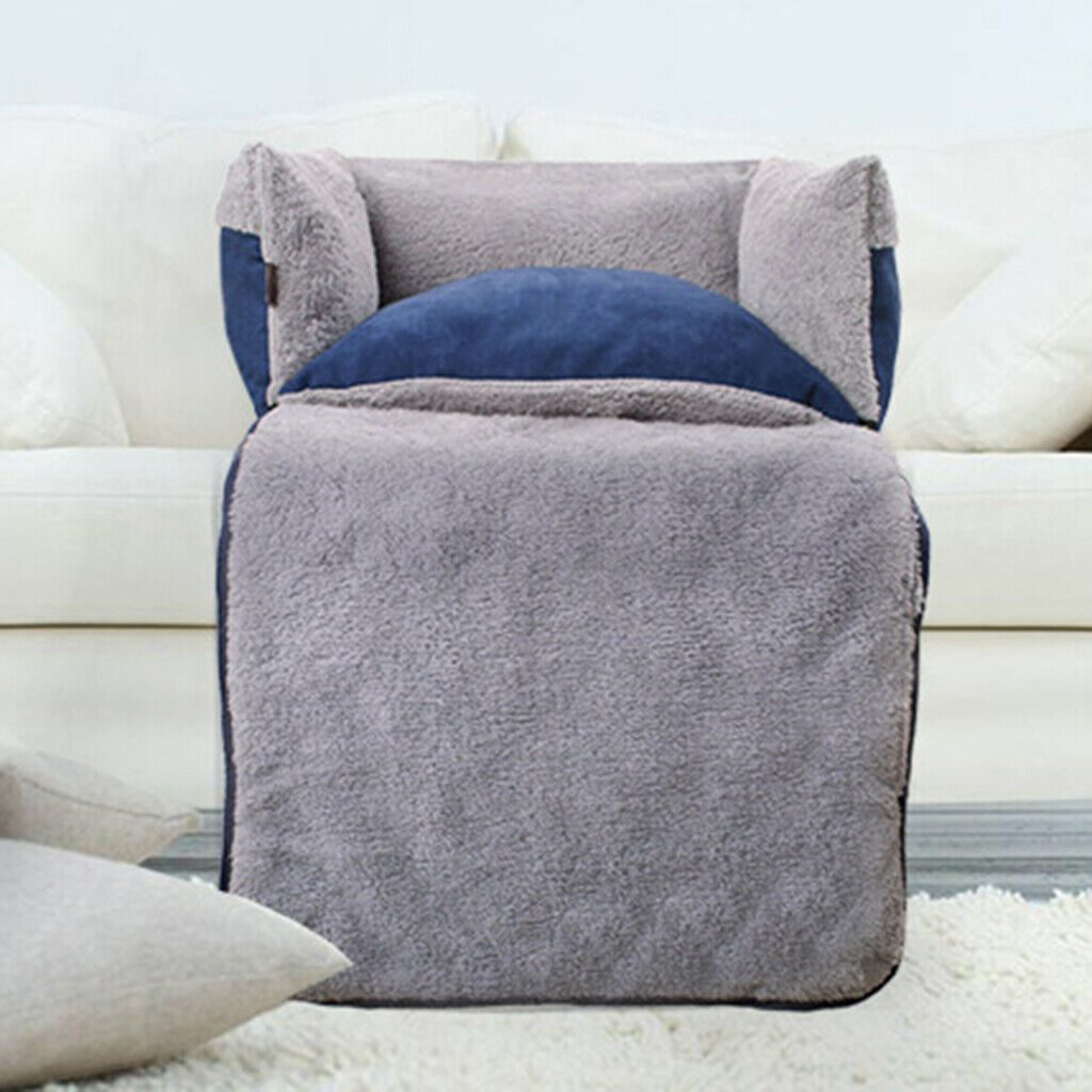 New Cat Dog Puppy Kennel Pet Sofa Nest Winter Warm Sleeping Bed Blue M