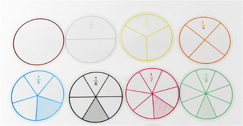 12pc Math Fraction Circles for Children Kids Student School Educational T Gt XC