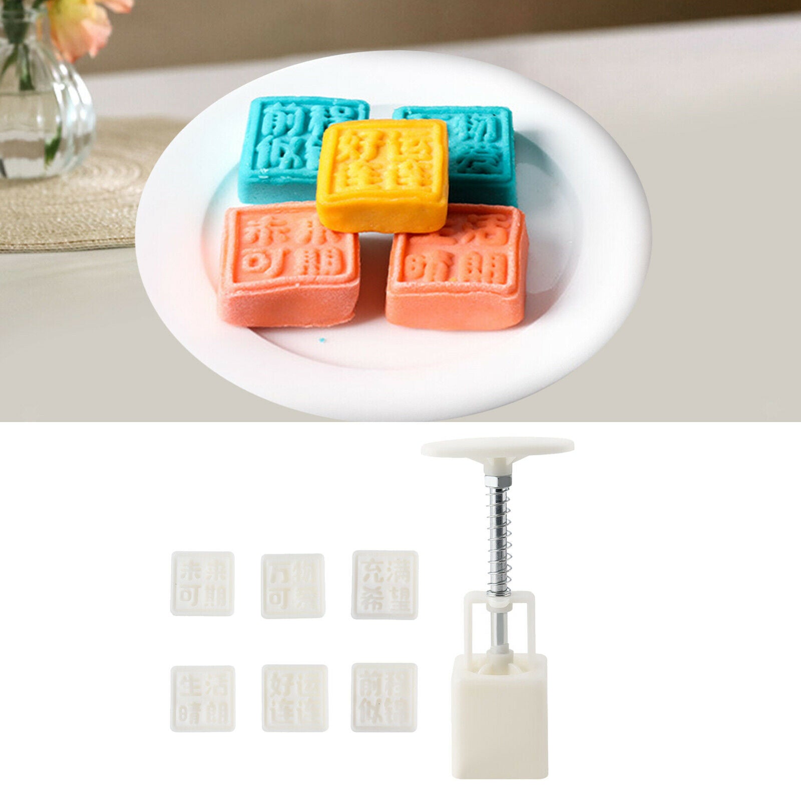 Hand-Pressure Moon Cake Mould White Flower Mode Patterns for DIY Cookies