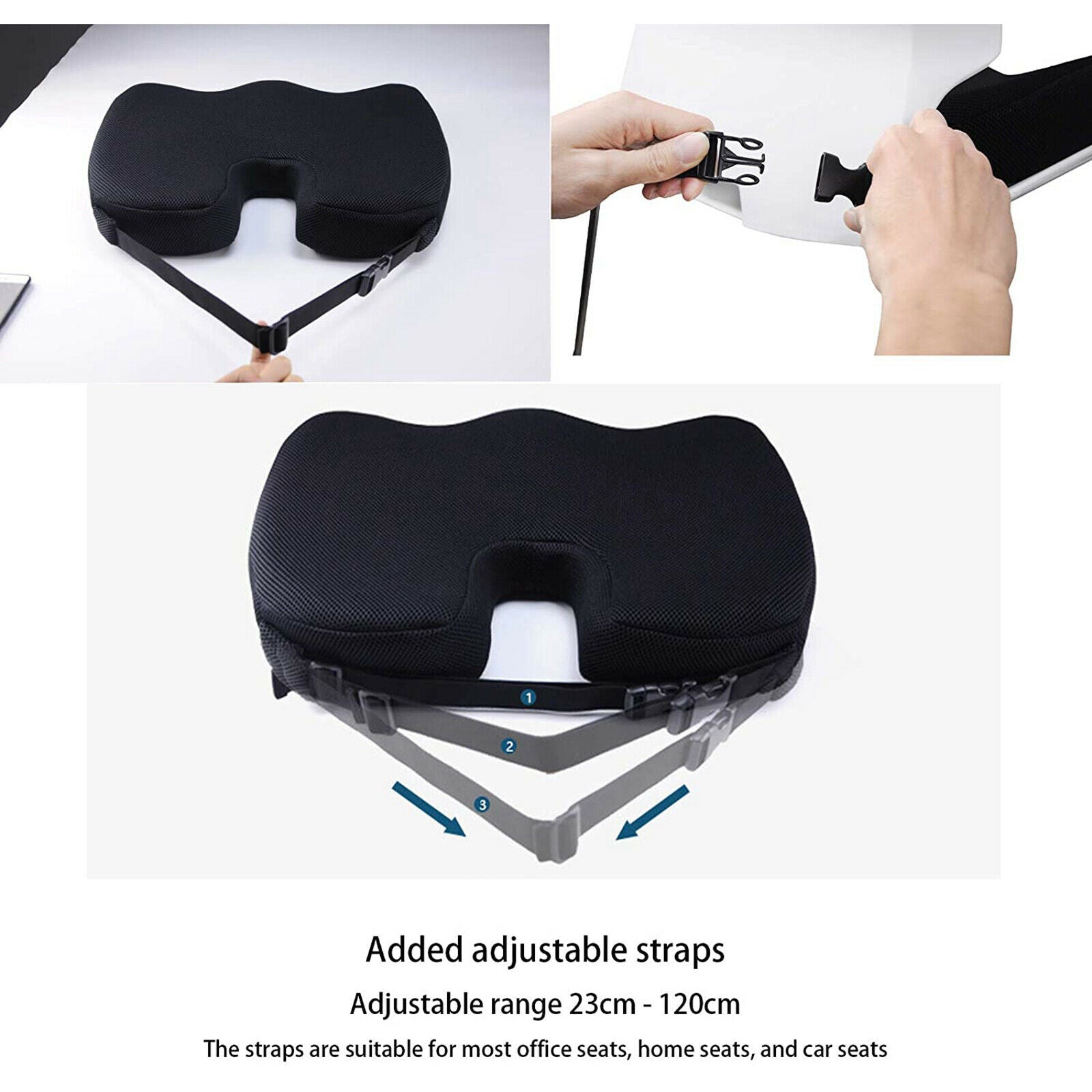 Desk Chair Seat Cushion Memory Foam Car Tailbone Relax Support Seat Pillow