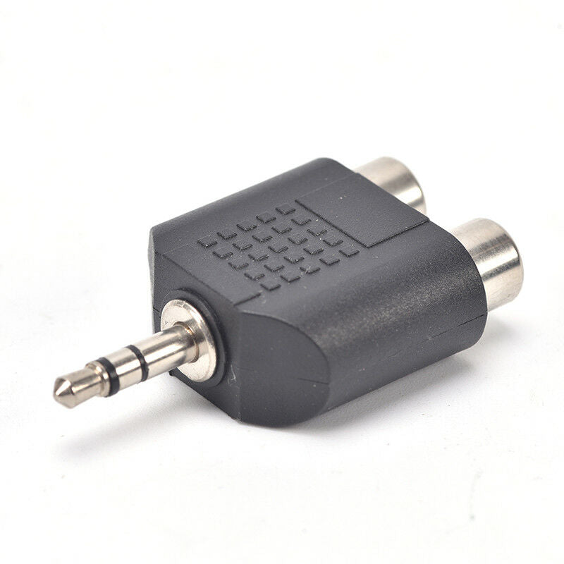 2x 3.5mm Male to 2 RCA Female Y Splitter AV Audio Video Plug Converter Ada.l8