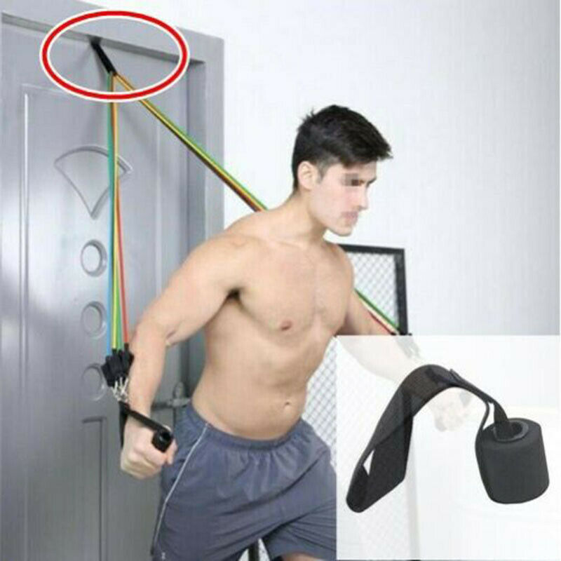 Pilates Latex Tube Elastic Belt Resistance Bands Over Door Anchor Indoor Spo XC