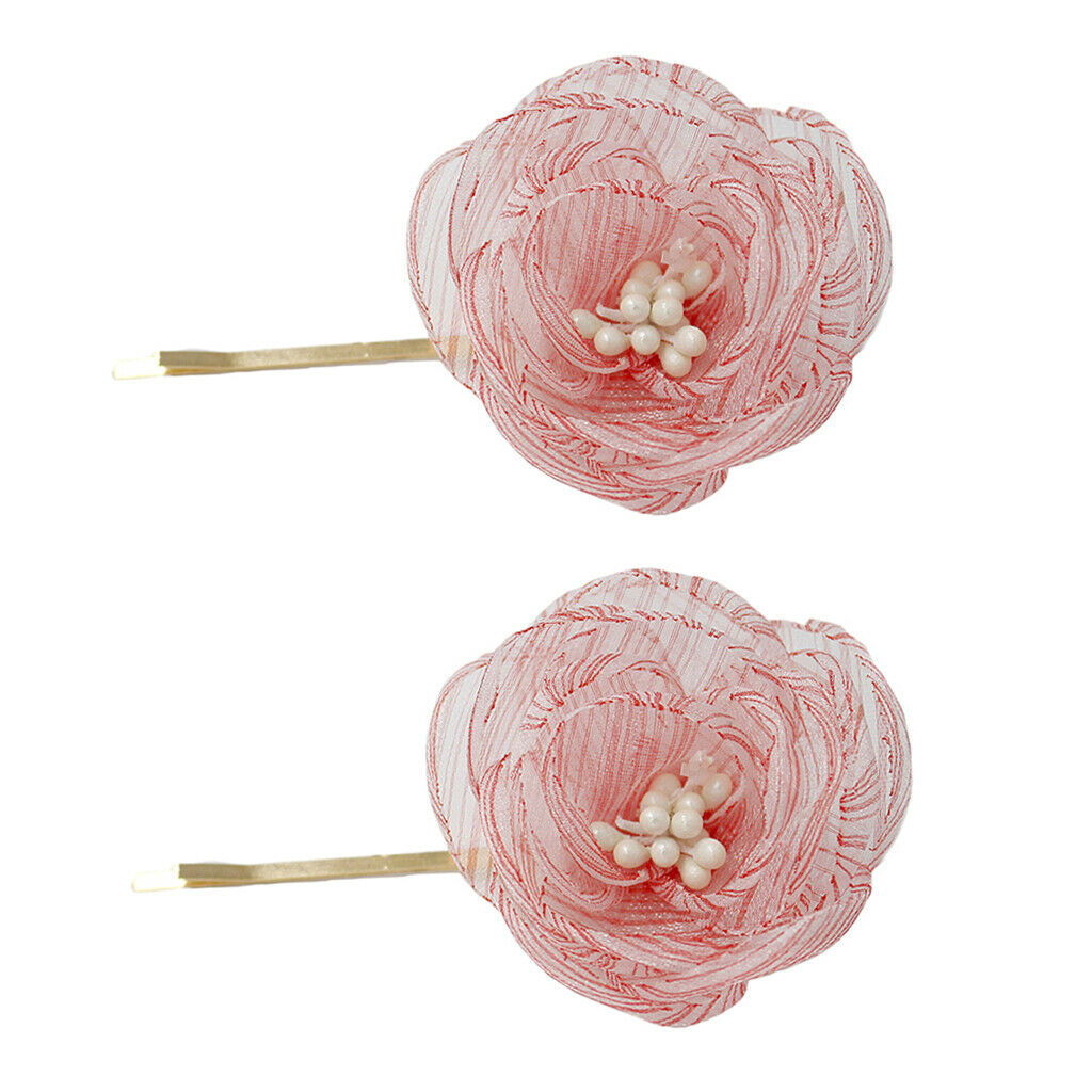 2 Pieces Stripe  Flower Bridal Hair Clip Wedding