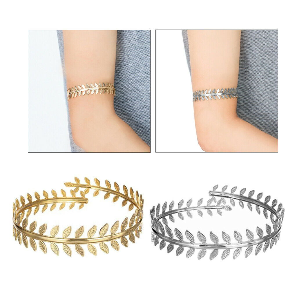 2 Pieces Laurel Leaf Upper Arm Band Bangle Bracelet Armband for Wedding Festival