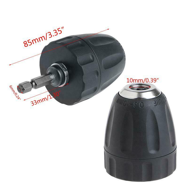 0.8-10mm Keyless Drill Chuck Converter 3/8" 24UNF + 1/4" Hex Shank SDS Adaptor