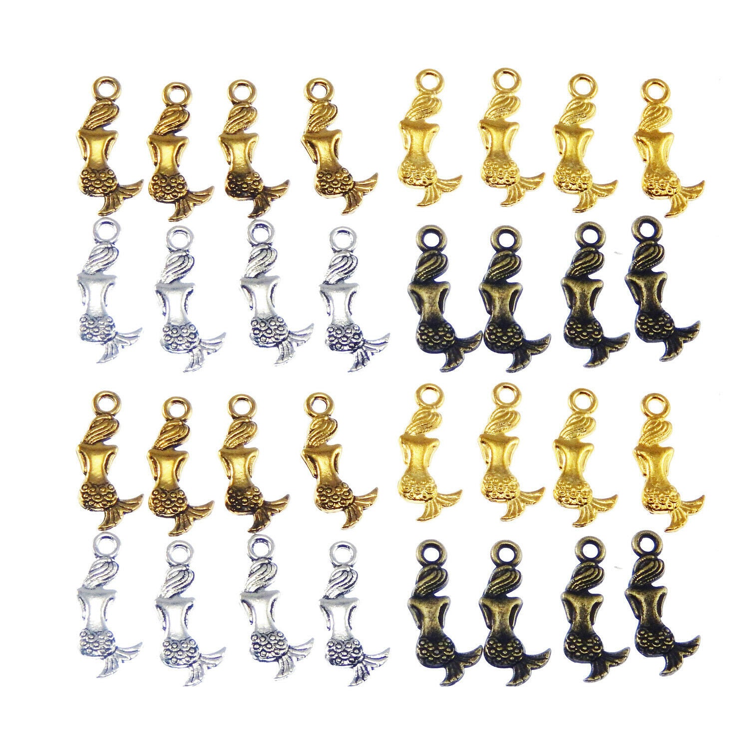 Wholesale 90pcs/lots Mixed Colors Crafts Mini Mermaid Look Alloy Charms Pendants