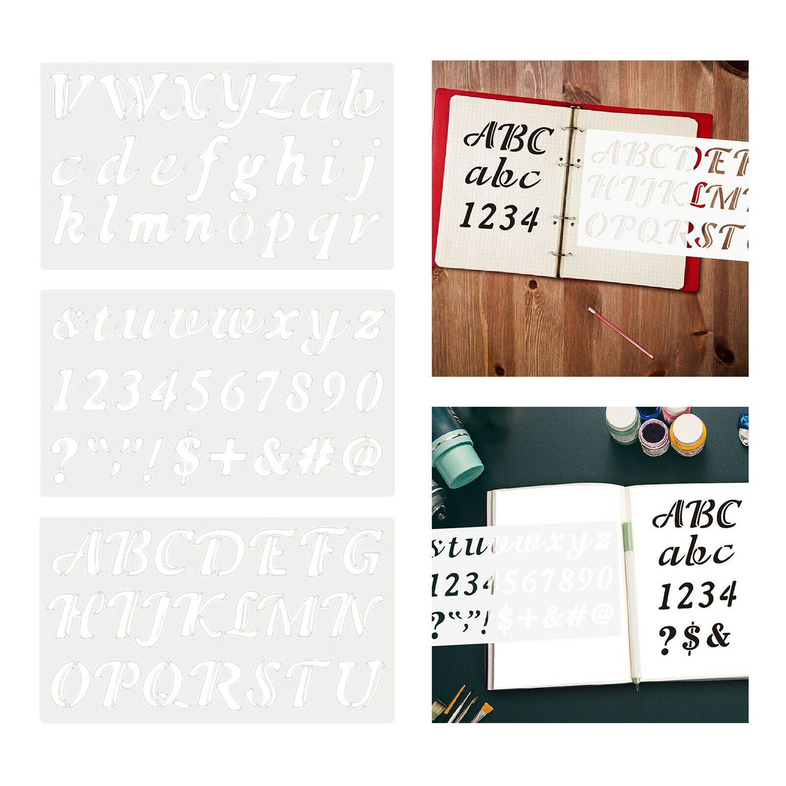 3Pcs Alphabet Letter Numbers Signs Stencils Template Scrapbook DIY Painting