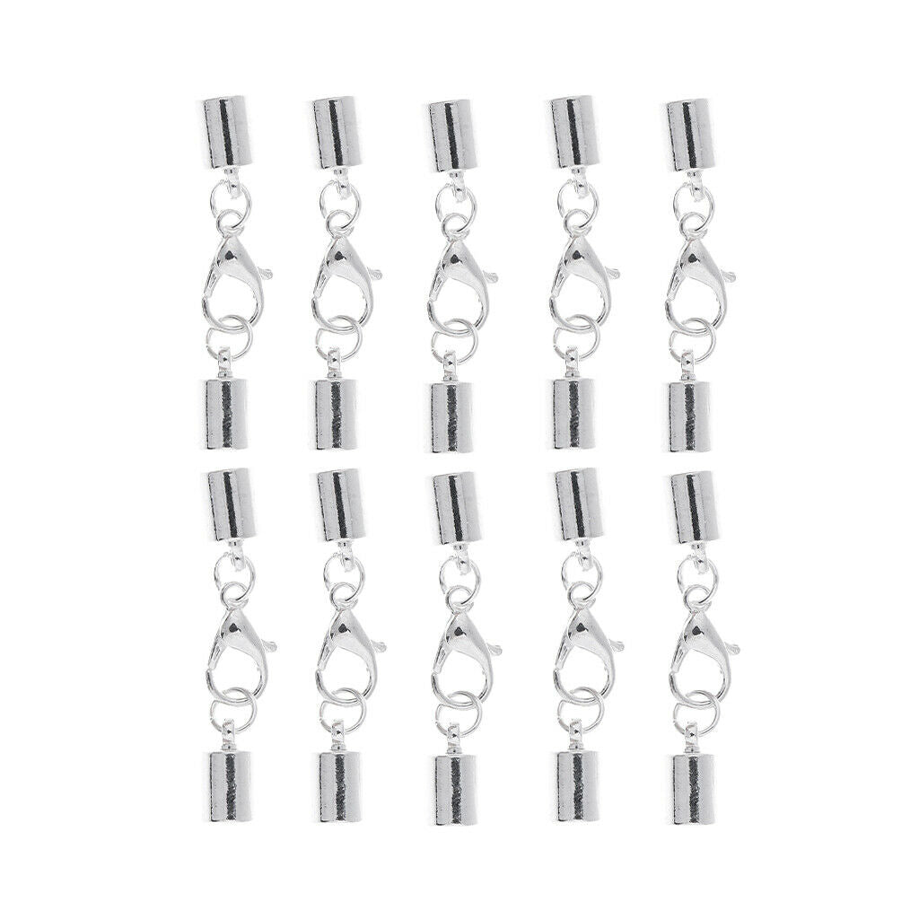 10pcs Cord End Caps with Lobster Clasp for Leather Cord Bracelet Necklace