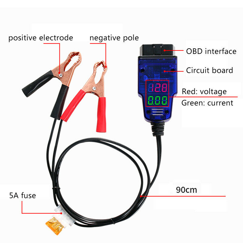 Digital Display 12V Car SUV OBD Battery Replacement Memory Saver OBDII Cable Set