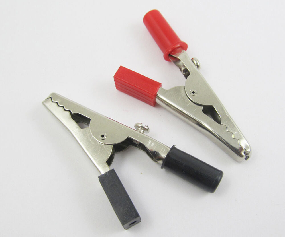100pcs 55mm Plastic Insulated Alligator Clip to 4mm Banana Female Test Adapter