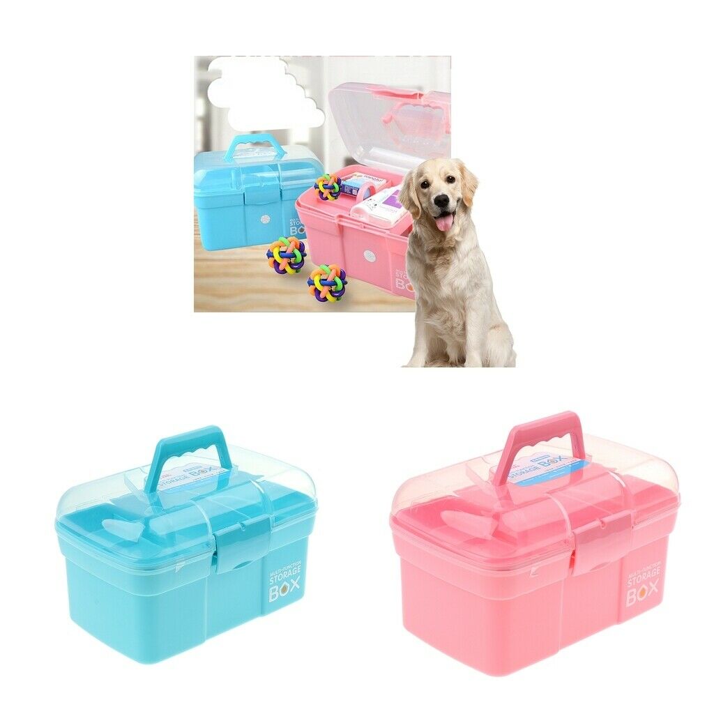 Pet Storage Container Box with Sealed Lid for Dog Food, Treats Pink 2 Layer