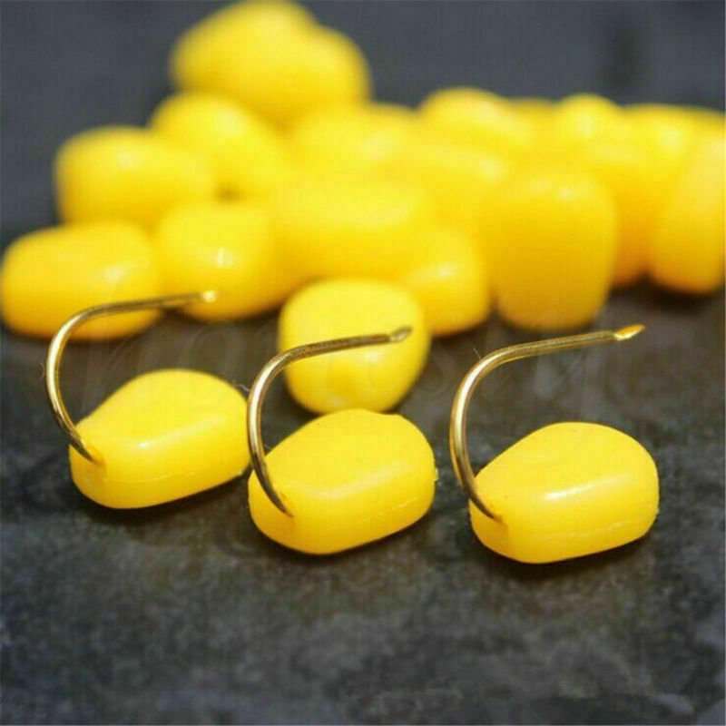 50Pcs Yellow Pop up Soft Corn Smell Baits Coarse Carp Fishing Lures Tool