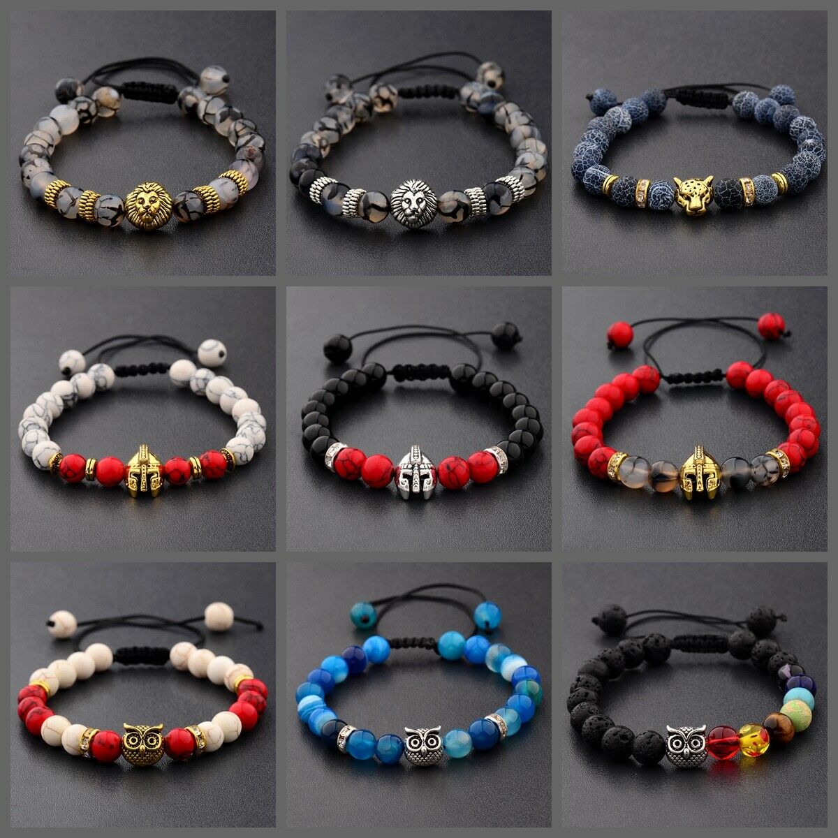 Wholesale Lots 15 Pcs Mixed Bracelets Natural Stone Stretch Women Men Bracelets