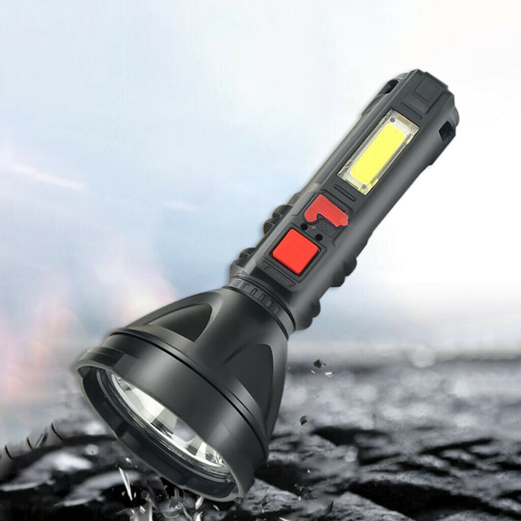 Outdoor LED Torch USB Rechargeable Flashlight Camping Lamp with Side Light