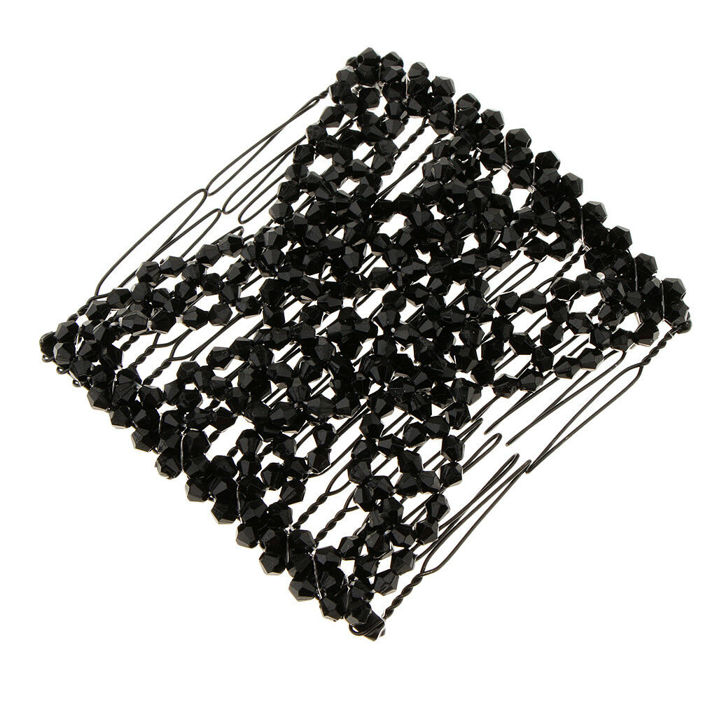 Black Beaded Magic Hair Combs Beads Double Hair Clips for Thick Hair