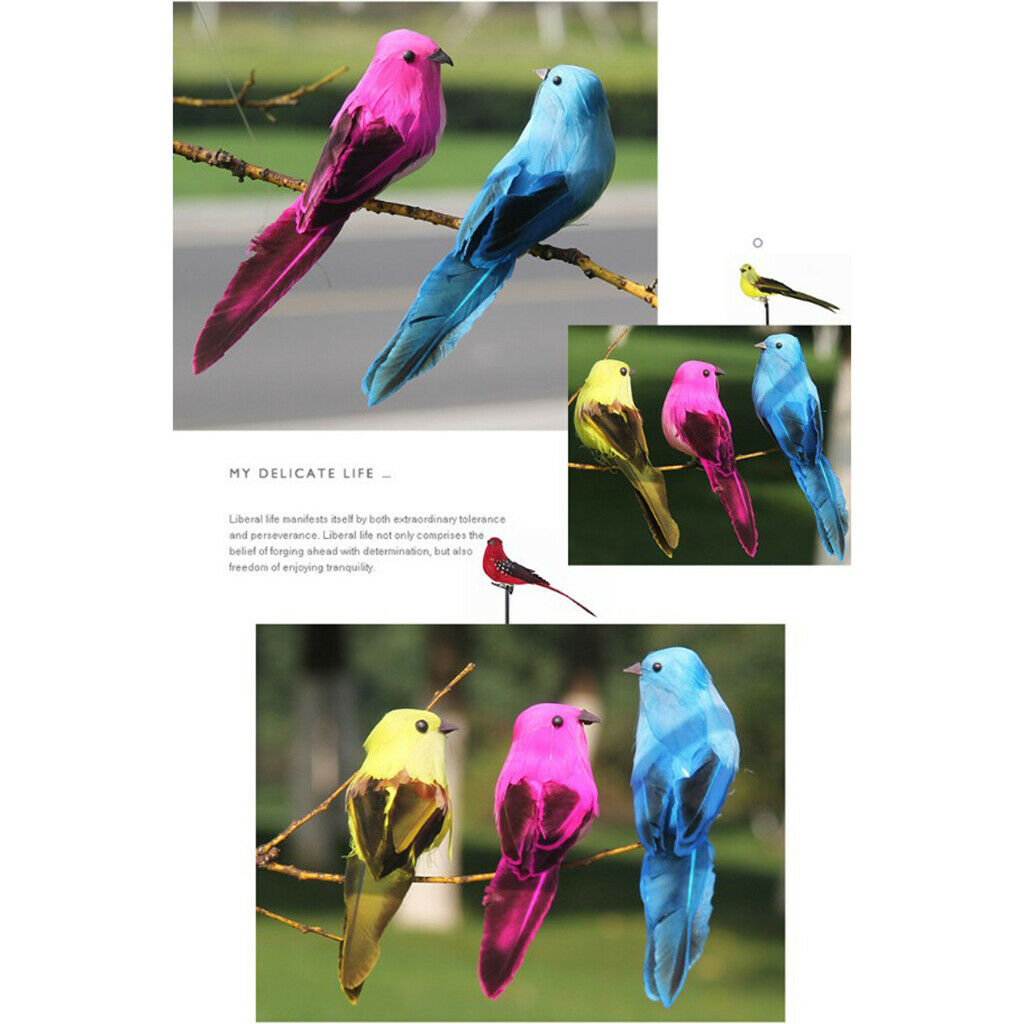 5Pcs Artificial Foam Birds, Clip on Feathered Bird Ornaments, DIY Craft for Home