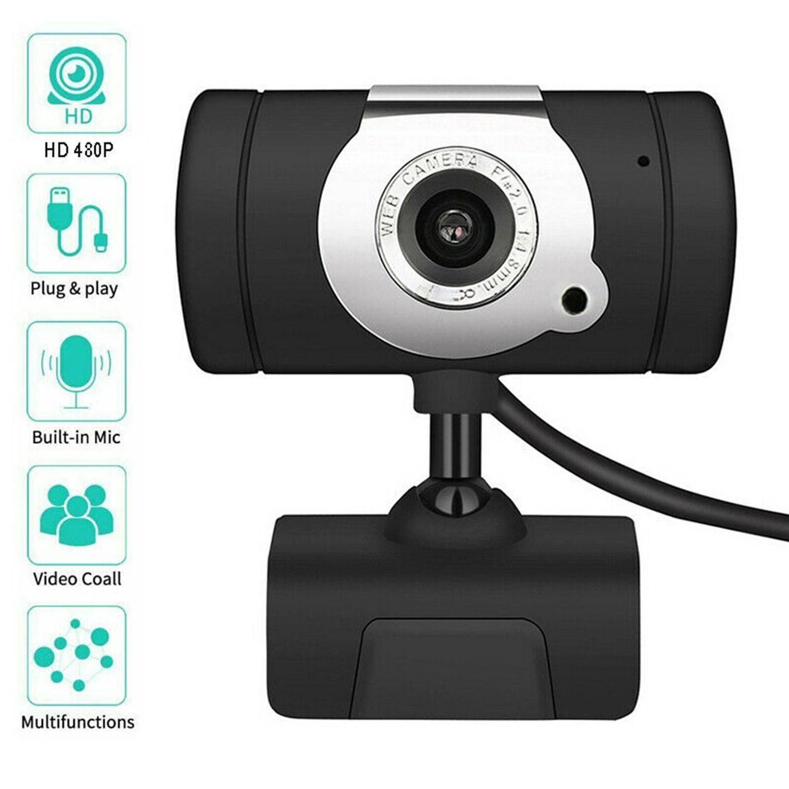 USB2.0 HD Camera Webcam PC Web Cam W/ Microphone For Desktop Laptop Computer