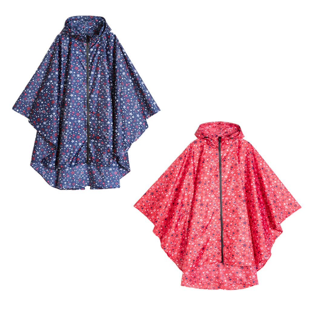 Female Unisex Lightweight Raincoat Packable Hooded Poncho Hiker Rain Jacket