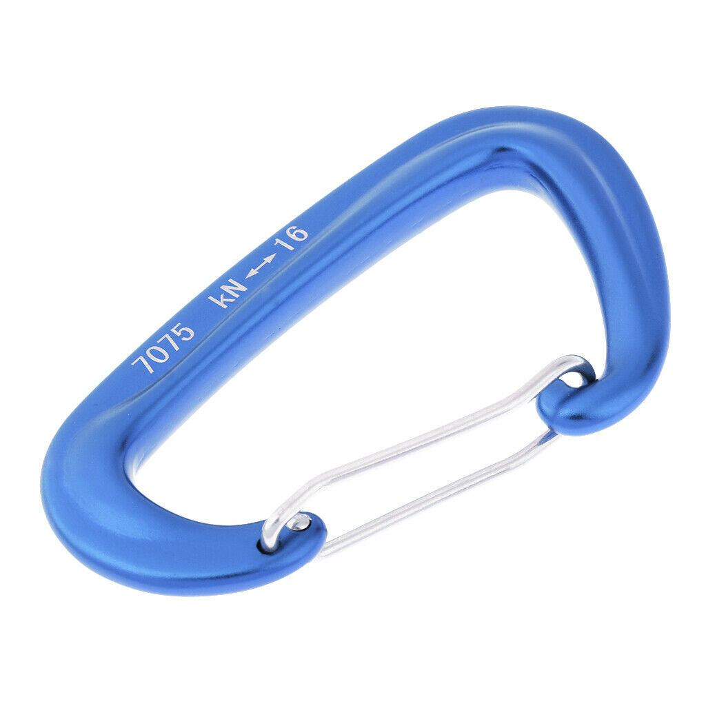 2X Aluminum Wire Gate Hammock Safety Carabiner D Type Keychain Buckle Blue