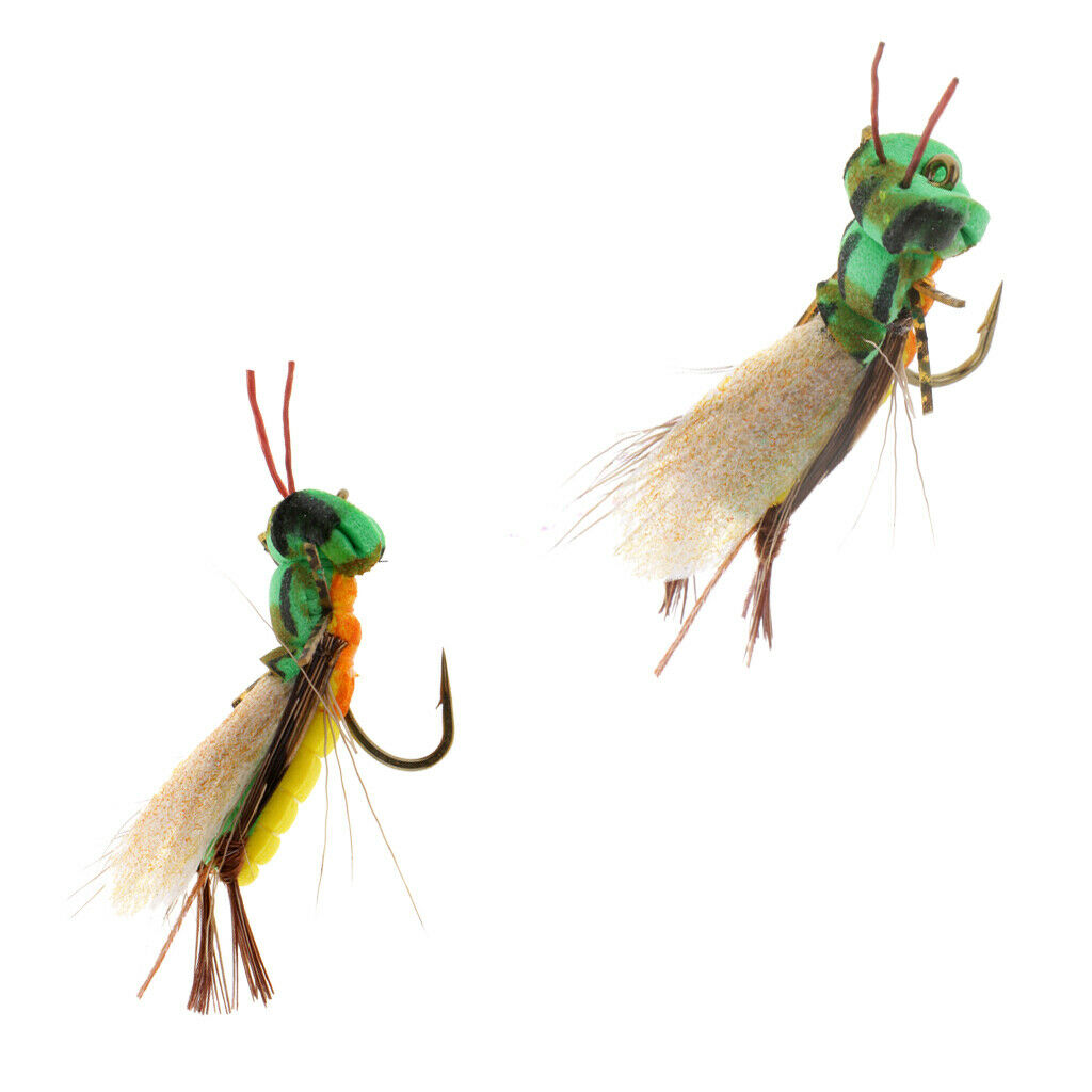 2pcs Grasshopper Floating Fly Bait Dry Fly Fishing