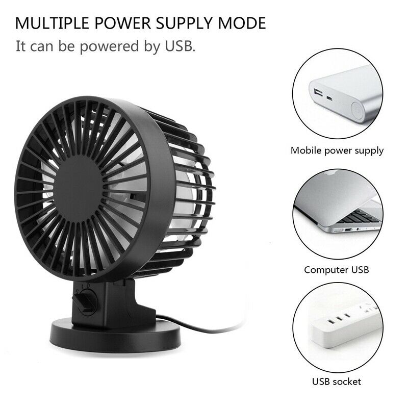 Personal Mini USB Fan Noiseless Table Desk Fan with Dual Blades For Home OfficY4