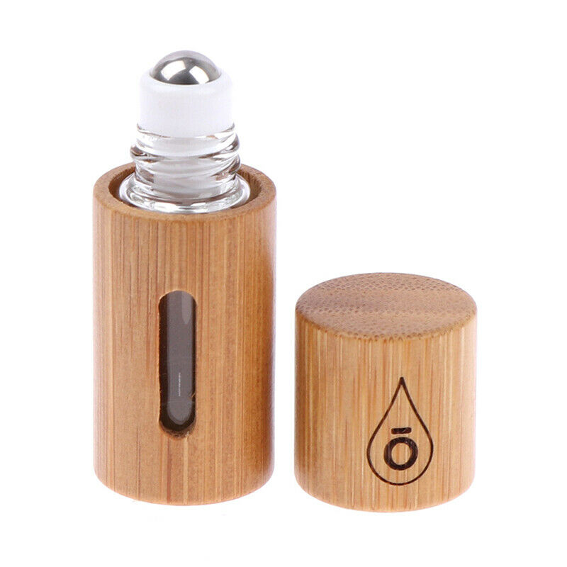Bamboo Wood Bottle Perfume Empty Oil Bottle Stainless Roll On Ball Aromat.l8