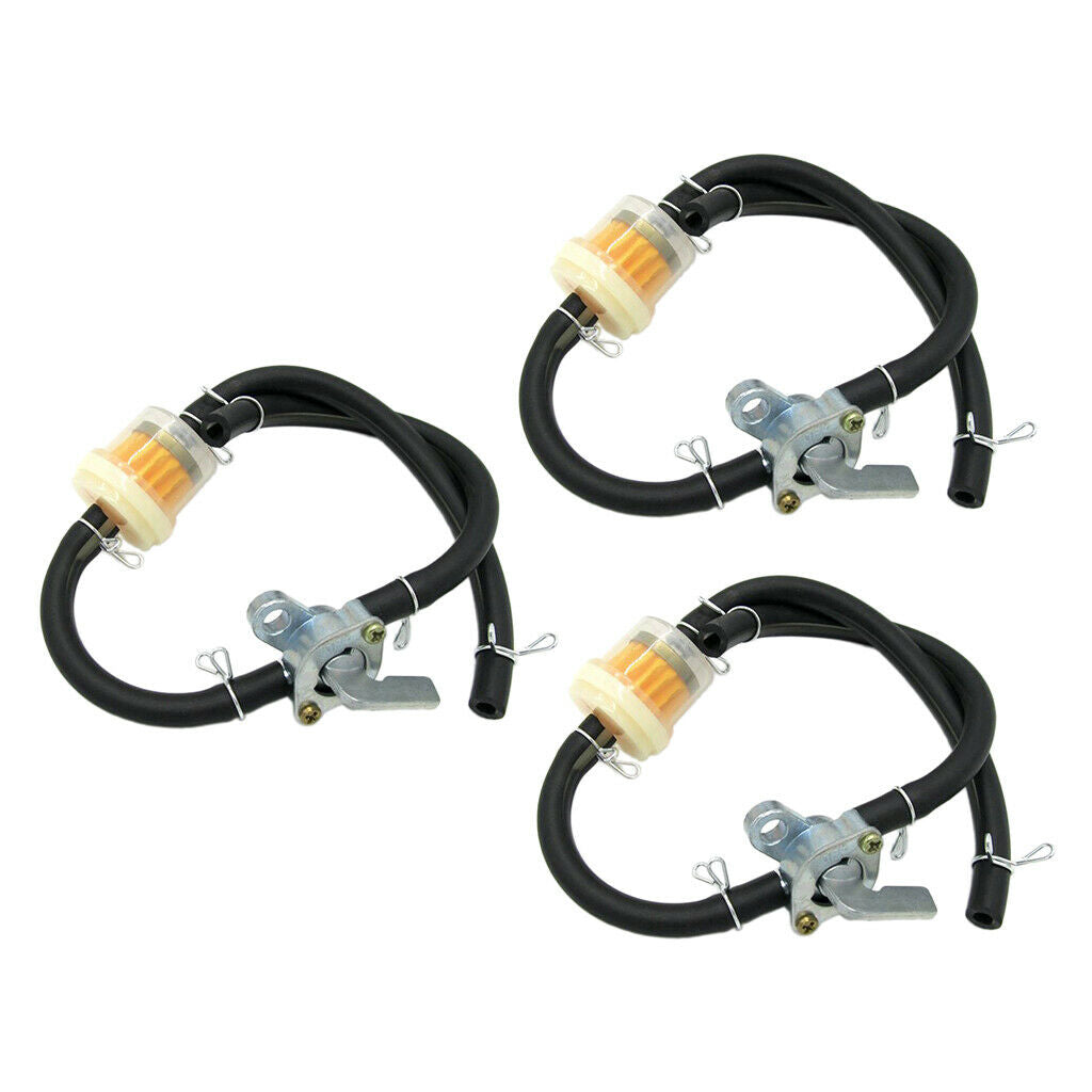 3Pcs Motorcycle Fuel Gas Oil Filter Petrol Line Valve Tap 45cm 50cc-150cc