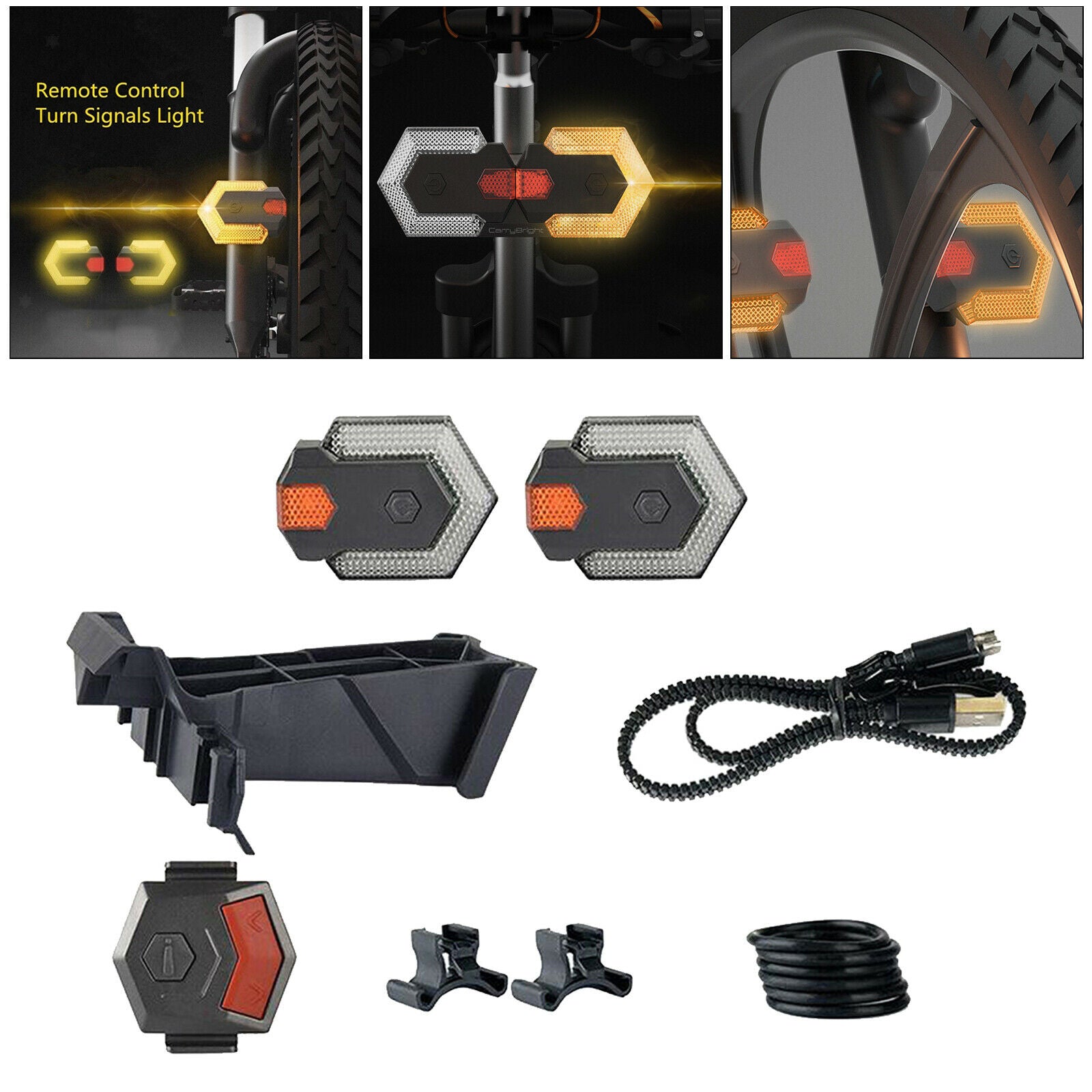 2pcs Smart Bike Tail Light Bicycle Turn Signal Waterproof Warning Light