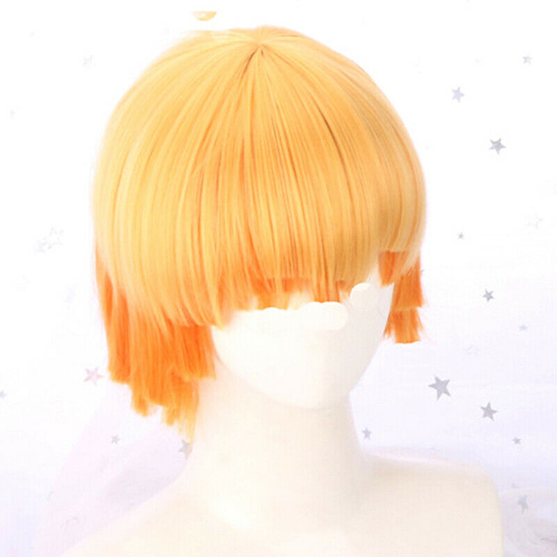 Anime Cartoon Characters Agatsuma Zenitsu Yellow Orange Long Curly Wig CospY1
