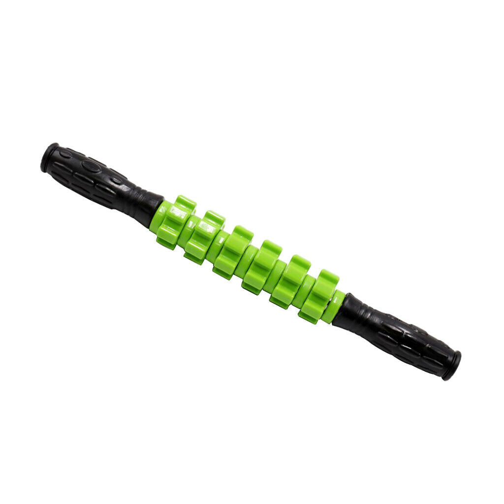 6 Wheels Muscle Roller Massage Stick With Massage Point For Body Relax Green