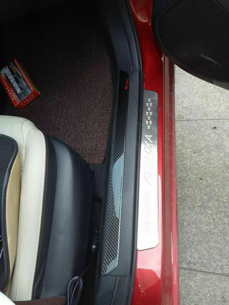 2pcs Door Sill Carbon Fiber Scuff Plate Cover Step Protector for Car Universal