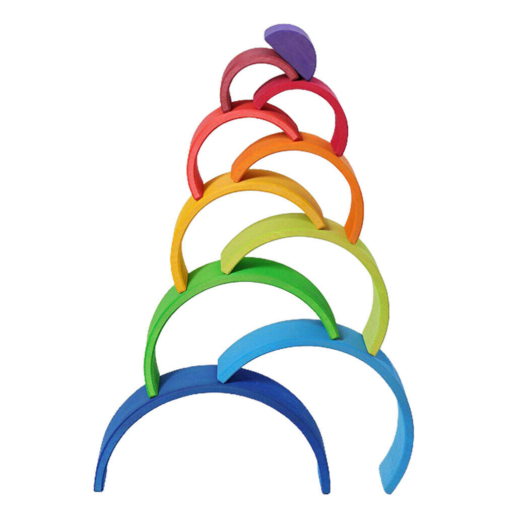 Wooden Rainbow Stacking Toddler Montessori Educational Toys Birthday Gifts