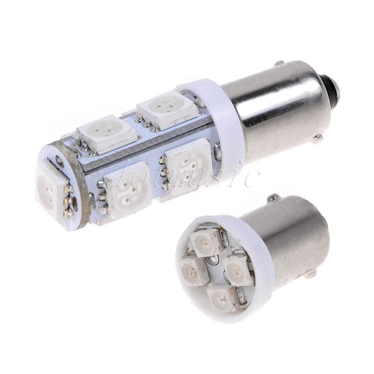 2 Pcs LED Instrument Panel BA9S-1210-4SMD and BA9S 5050 9SMD Red 12V