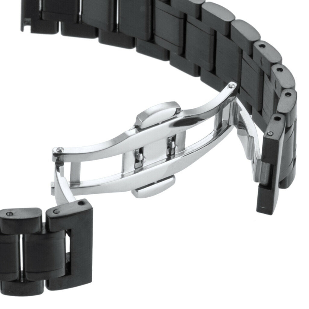 Stainless Steel Wristband Butterfly Closure For   Honor S1 Watch Black