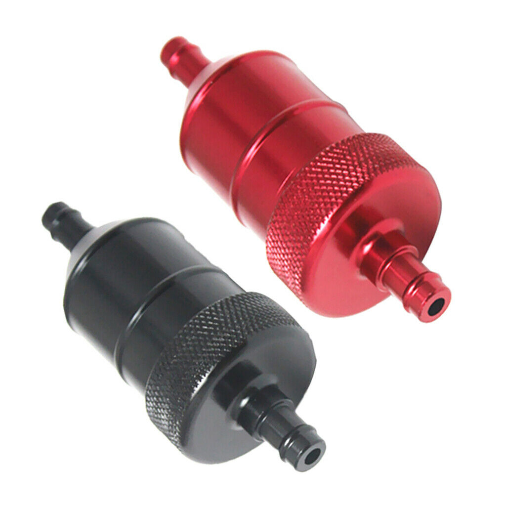 2pcs Motorcycle  ATV Quad Inline Fuel Gas Filter 5/16'' 8mm (Red+Black)