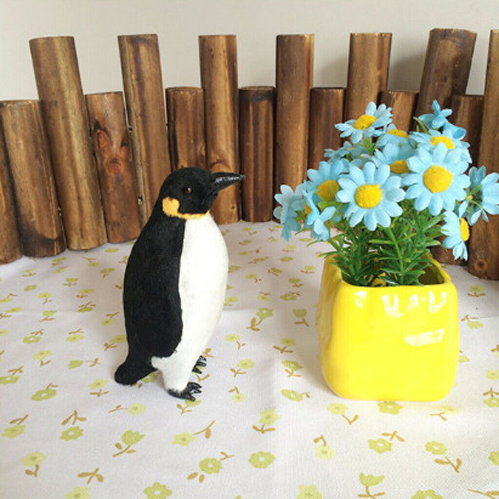 3Pcs Penguin Animal Statue Artificial Feathered Home Garden Ornaments M+ 2xS