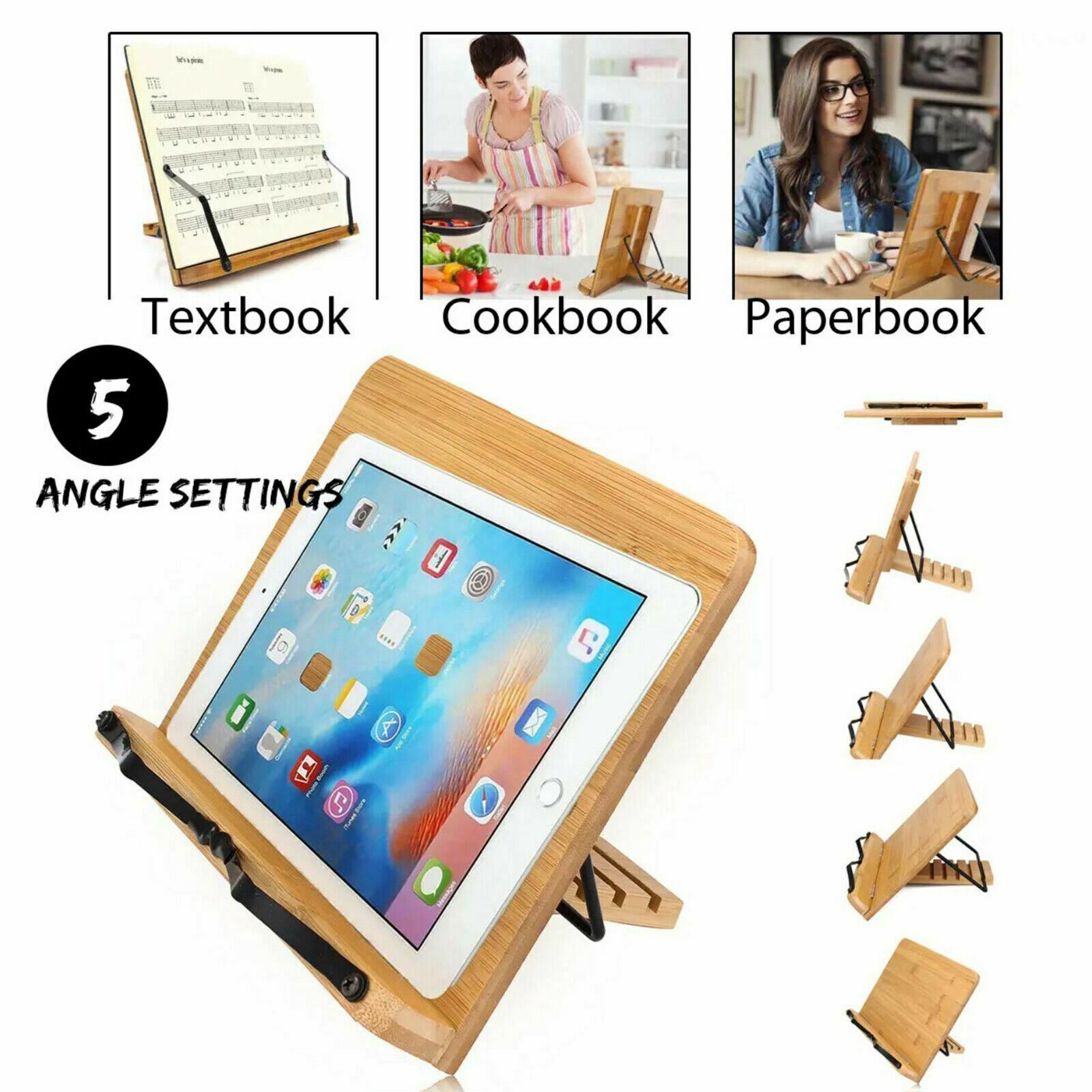 Adjustable Wooden Music Sheet Note Bible Cook Reading Book Foldable Holder Stand