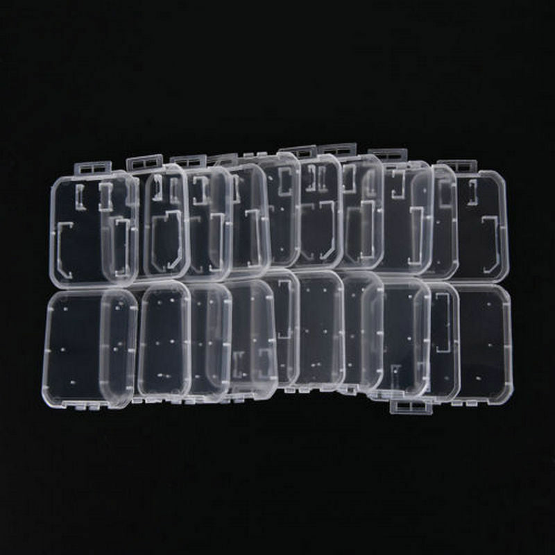 10PCS Transparent Standard SD SDHC Memory Card Holder Case Storage Plastic Box